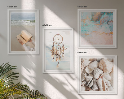 Polittico con cornice libro boho con conchiglie