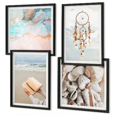 Libro decorativo boho con conchiglie polittico con cornice