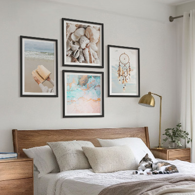 Polittico con cornice libro boho con conchiglie
