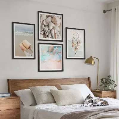 Libro decorativo boho con conchiglie polittico con cornice