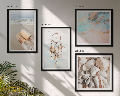 Polittico con cornice libro boho con conchiglie