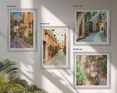 Composizione di 4 quadri Incantevoli strade e fiori italiani