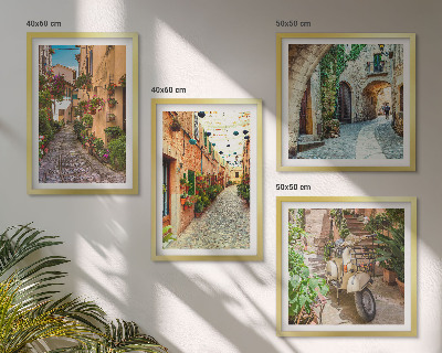 Composizione di 4 quadri Incantevoli strade e fiori italiani