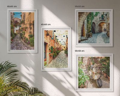 Composizione di 4 quadri Incantevoli strade e fiori italiani