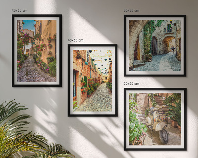 Composizione di 4 quadri Incantevoli strade e fiori italiani