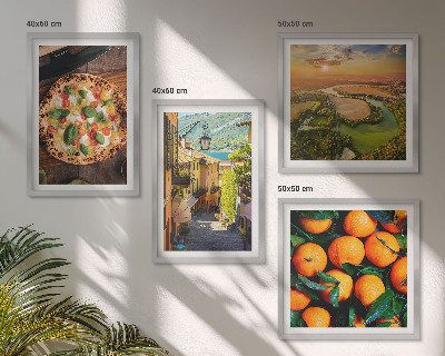 Composizione di 4 quadri fiumi italiani colline strada