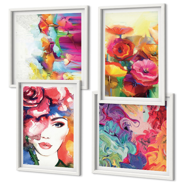 Galleria a parete Ritratto di fiori dai colori intensi