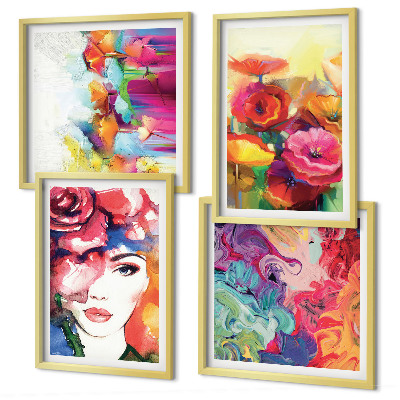 Galleria a parete Ritratto di fiori dai colori intensi
