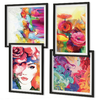 Galleria a parete Ritratto di fiori dai colori intensi
