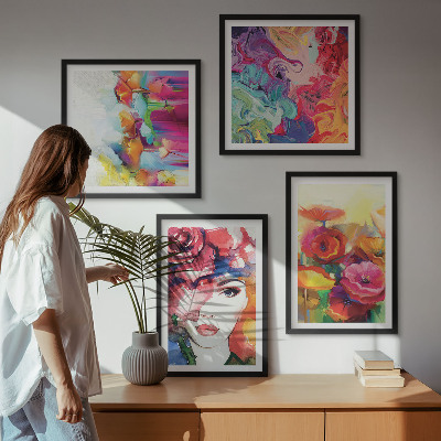 Galleria a parete Ritratto di fiori dai colori intensi