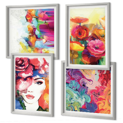 Galleria a parete Ritratto di fiori dai colori intensi