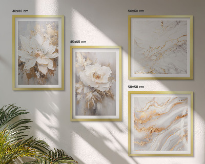 Composizione di 4 quadri Fiori astratti marmo