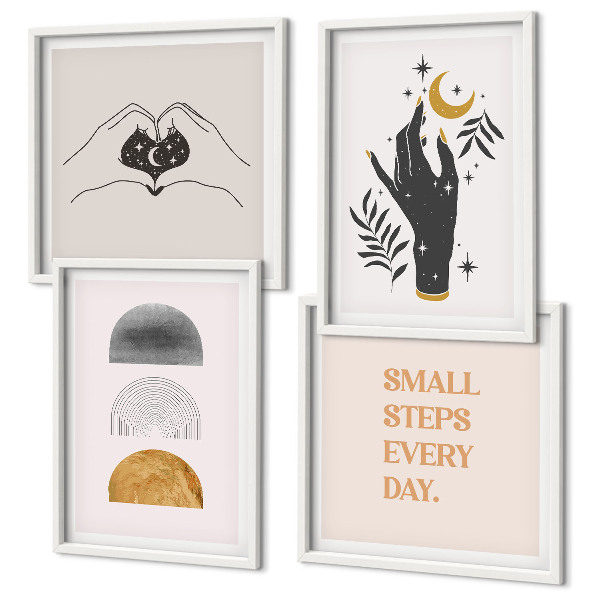 Polittico con cornice Illustrazioni minimaliste in stile boho