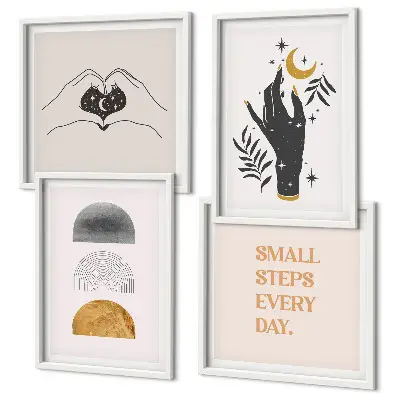 Illustrazioni minimaliste in stile boho con cornice polittico