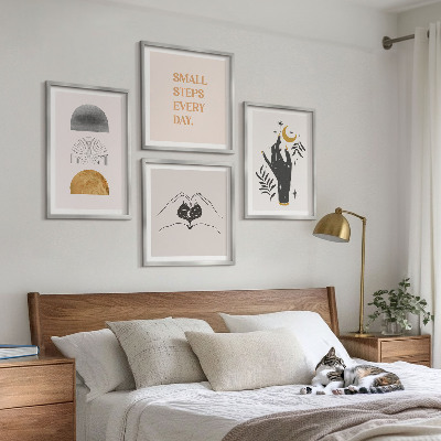 Polittico con cornice Illustrazioni minimaliste in stile boho