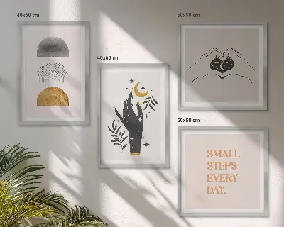 Illustrazioni minimaliste in stile boho con cornice polittico
