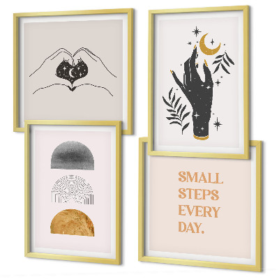 Polittico con cornice Illustrazioni minimaliste in stile boho