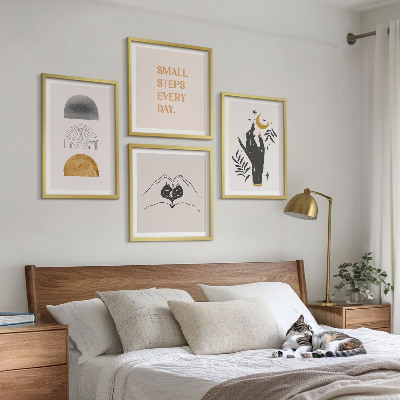 Polittico con cornice Illustrazioni minimaliste in stile boho