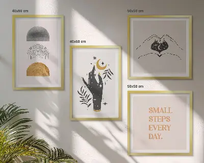 Illustrazioni minimaliste in stile boho con cornice polittico