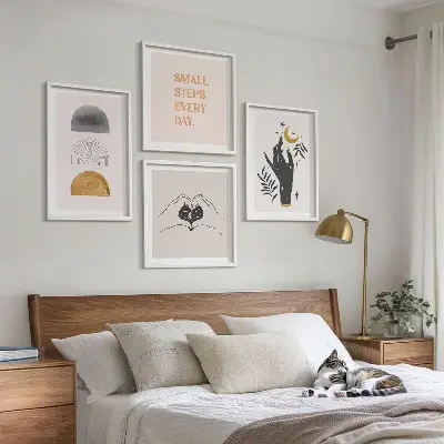 Illustrazioni minimaliste in stile boho con cornice polittico