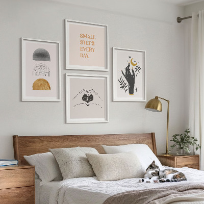 Polittico con cornice Illustrazioni minimaliste in stile boho