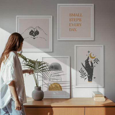 Polittico con cornice Illustrazioni minimaliste in stile boho