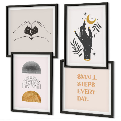 Polittico con cornice Illustrazioni minimaliste in stile boho