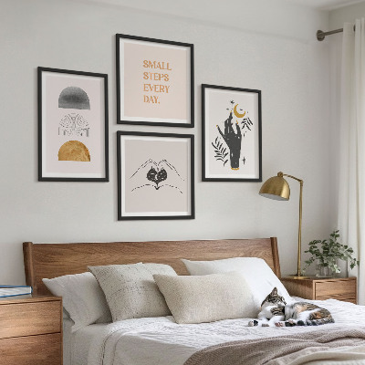 Polittico con cornice Illustrazioni minimaliste in stile boho