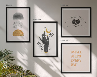 Polittico con cornice Illustrazioni minimaliste in stile boho