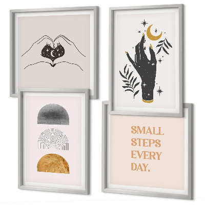 Polittico con cornice Illustrazioni minimaliste in stile boho