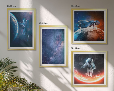 Composizione di 4 quadri astronauti spaziali stelle