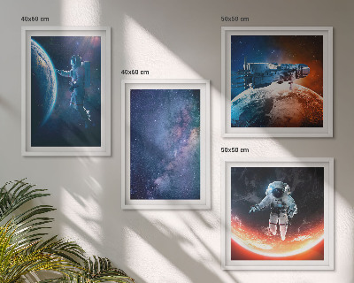 Composizione di 4 quadri astronauti spaziali stelle