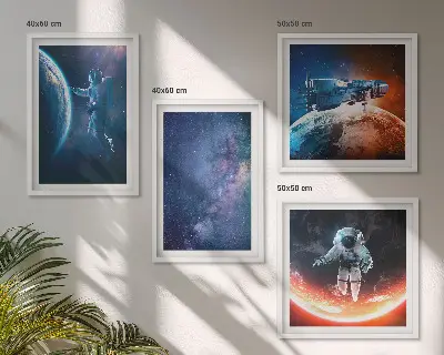 Quadri astronauti spaziali e stelle composizione da 4 pezzi