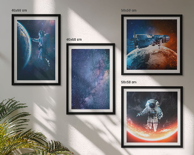 Composizione di 4 quadri astronauti spaziali stelle