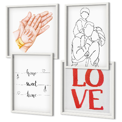 Polittico con cornice Illustrazioni di famiglia, cartelli per la casa