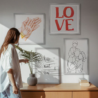 Polittico con cornice Illustrazioni di famiglia, cartelli per la casa