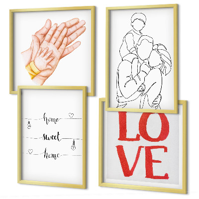 Polittico con cornice Illustrazioni di famiglia, cartelli per la casa