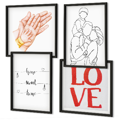 Polittico con cornice Illustrazioni di famiglia, cartelli per la casa