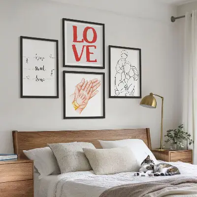 Polittico con cornice illustrazioni di famiglia e cartelli decorativi per la casa