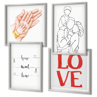 Polittico con cornice Illustrazioni di famiglia, cartelli per la casa