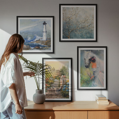 Galleria a parete Faro Paesaggio Ragazza Cavallo