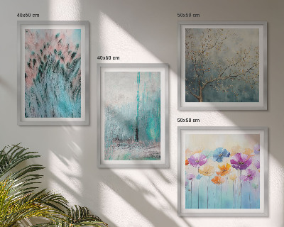Composizione di 4 quadri Sfondo con motivi floreali dai colori pastello
