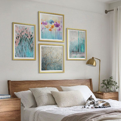 Composizione di 4 quadri Sfondo con motivi floreali dai colori pastello
