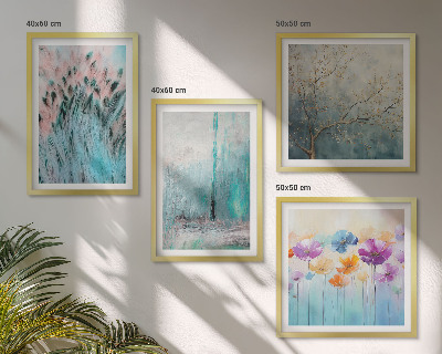 Composizione di 4 quadri Sfondo con motivi floreali dai colori pastello