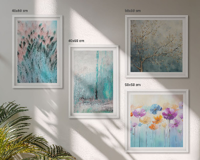 Composizione di 4 quadri Sfondo con motivi floreali dai colori pastello