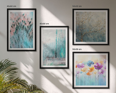 Composizione di 4 quadri Sfondo con motivi floreali dai colori pastello