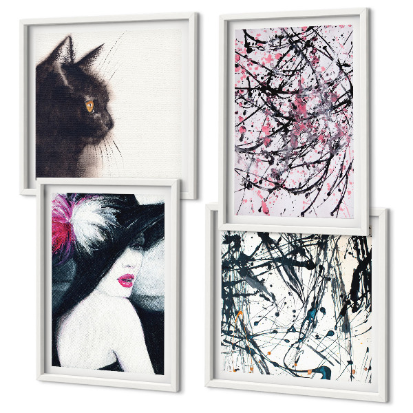 Polittico con cornice Motivi astratti di pittura per gatti