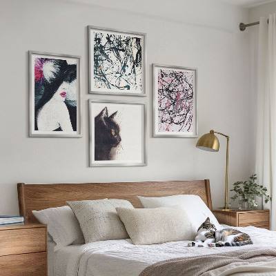 Polittico con cornice Motivi astratti di pittura per gatti