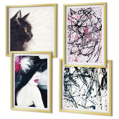 Polittico con cornice Motivi astratti di pittura per gatti