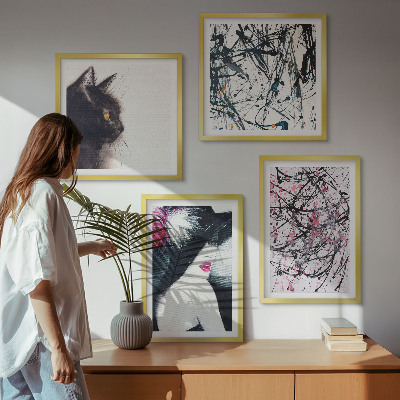Polittico con cornice Motivi astratti di pittura per gatti